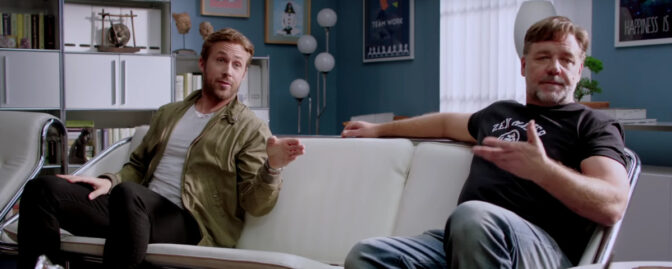 Ryan Gosling & Russell Crowe går i underbar parterapi inför ”The Nice Guys”-turnén