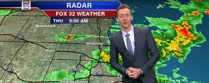 Kolla in när Tom Hiddleston hoppar in som väderpresentatör hos Fox