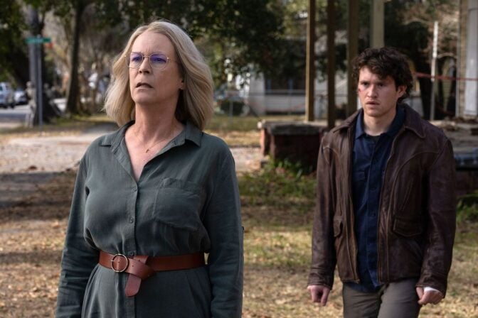 Jamie Lee Curtis och Rohan Campbell i "Halloween Ends"