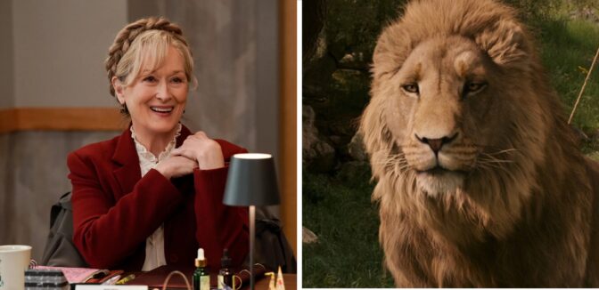 Se första bilden på Meryl Streep som Aslan i Greta Gerwigs ”Narnia”