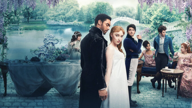 Simon och Daphne, det första kärleksparet i "Familjen Bridgerton". Bägge har nu hunnit lämna serien.