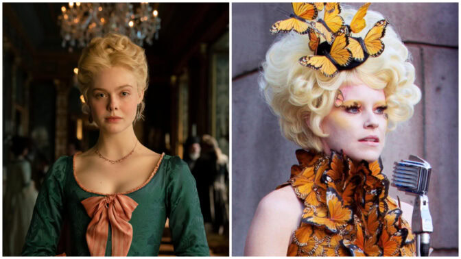 Elle Fanning i "The Great" och Elizabeth Banks som Effie Trinket.
