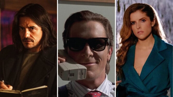 Orlando Bloom i "Deep Cover", Christian Bale i "American Psycho" och Anna Kendrick i "Another Simple Favor"