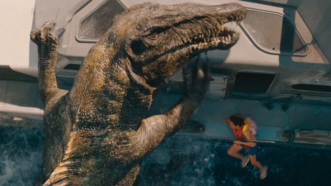 Vackert målad dinosaurie i "Jurassic World: Rebirth"