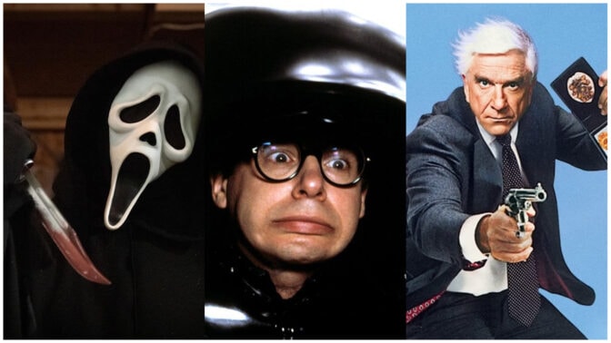 Ghostface, Dark Helmet och Frank Drebin: tre roliga filurer.