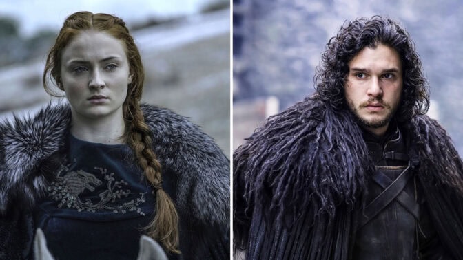 Sophie Turner och Kit Harington som Sansa Stark och Jon Snow respektive.
