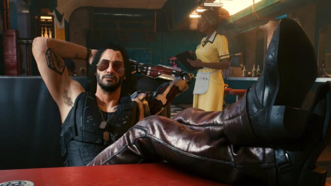 Keanu Reeves som Johnny Silverhand i "Cyberpunk 2077".