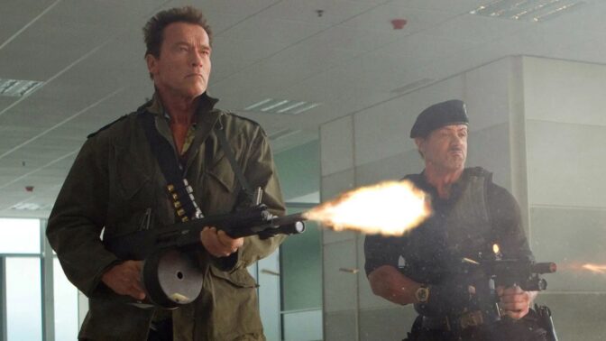 Legenderna Schwarzenegger och Stallone.