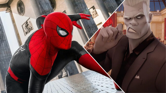 Tom Hollands Spider-Man och Tombstone från "Across the Spider-Verse".