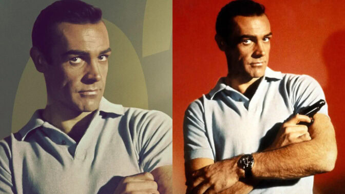 James Bond med och utan sin Walther PPK.