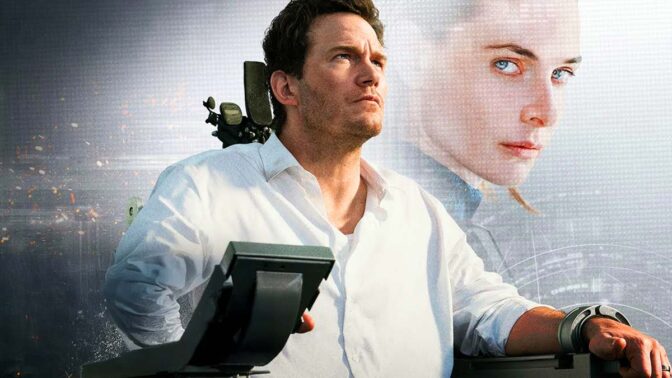 Chris Pratt och Rebecca Ferguson i "Mercy".