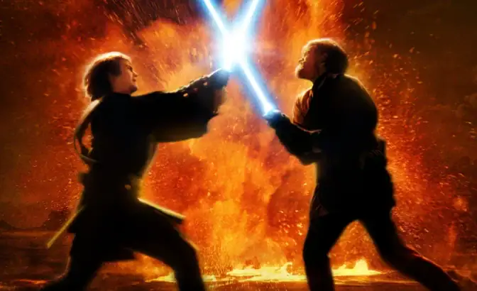 Anakin och Obi-Wan duellerar i "Revenge of the Sith".