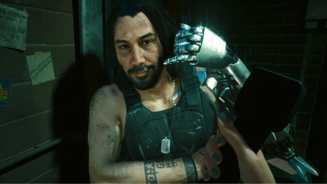 Keanu Reeves som Johnny Silverhand i "Cyberpunk 2077".