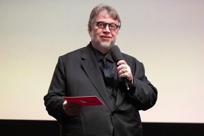 Guillermo del Toro på en biovisning av "Frankenstein". 