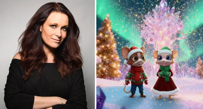 Camilla Brinck och en bild ur serien "Maxi & Helium".