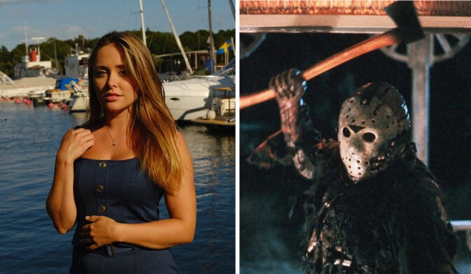 Melina Göransson (vänster), Jason Voorhees (höger)