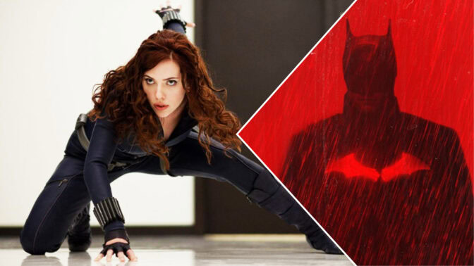 Scarlett Johansson som Black Widow i "Iron Man 2" och Batman i "The Batman".