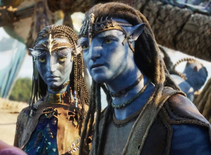 Zoe Saldana och Sam Worthington i "Avatar: Fire and Ash"