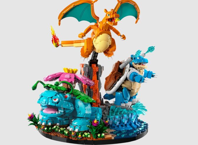 Lego-setet Venusaur, Charizard och Blastoise.