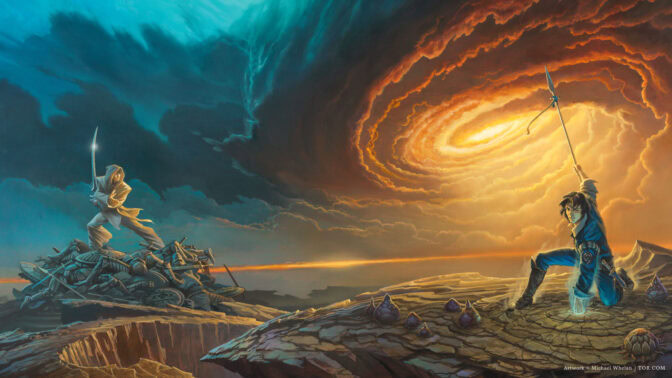 Omslag till "Words of Radiance" av Brandon Sanderson, illustration av Michael Whelan.