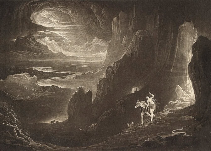 En scen "Det förlorade paradiset", illustration av John Martin (1846).