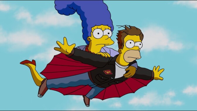 Marge och en version av Homer.