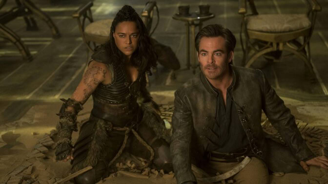 Michelle Rodriguez och Chris Pine.