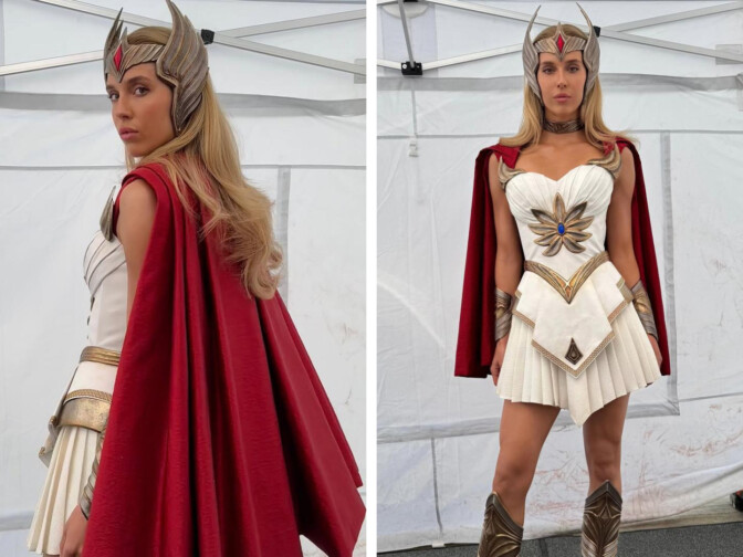 Lauren Saliu som She-Ra, bakom kulisserna.