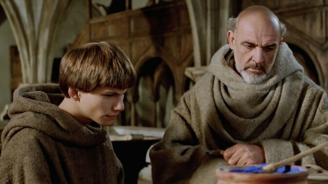 Christian Slater och Sean Connery i "Rosens namn"