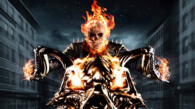 Ghost Rider i en av Nicolas Cages gamla filmer. Han gjorde två.